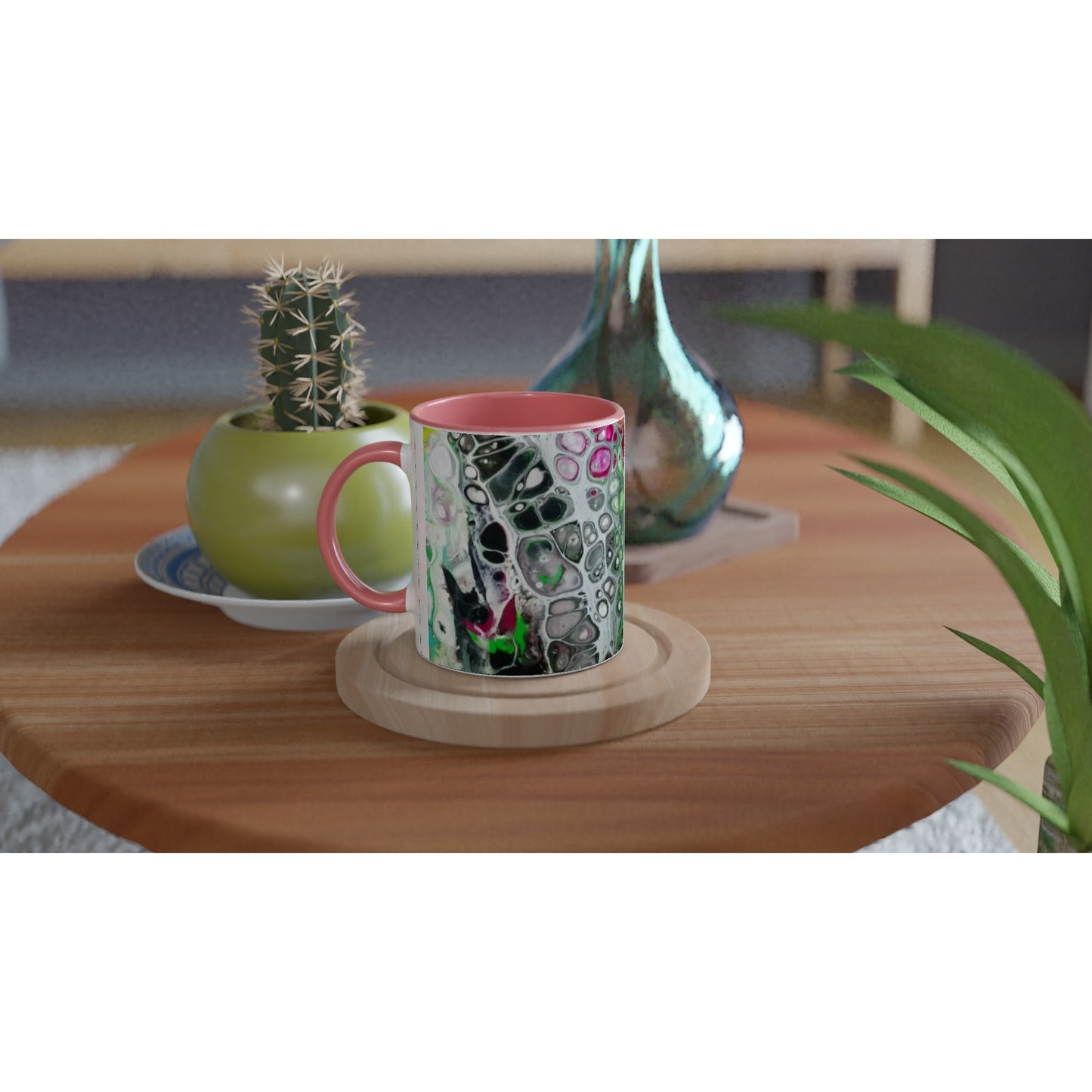 Fun Mug - White 11oz Ceramic Mug with Color Inside - Beata Bosze Art