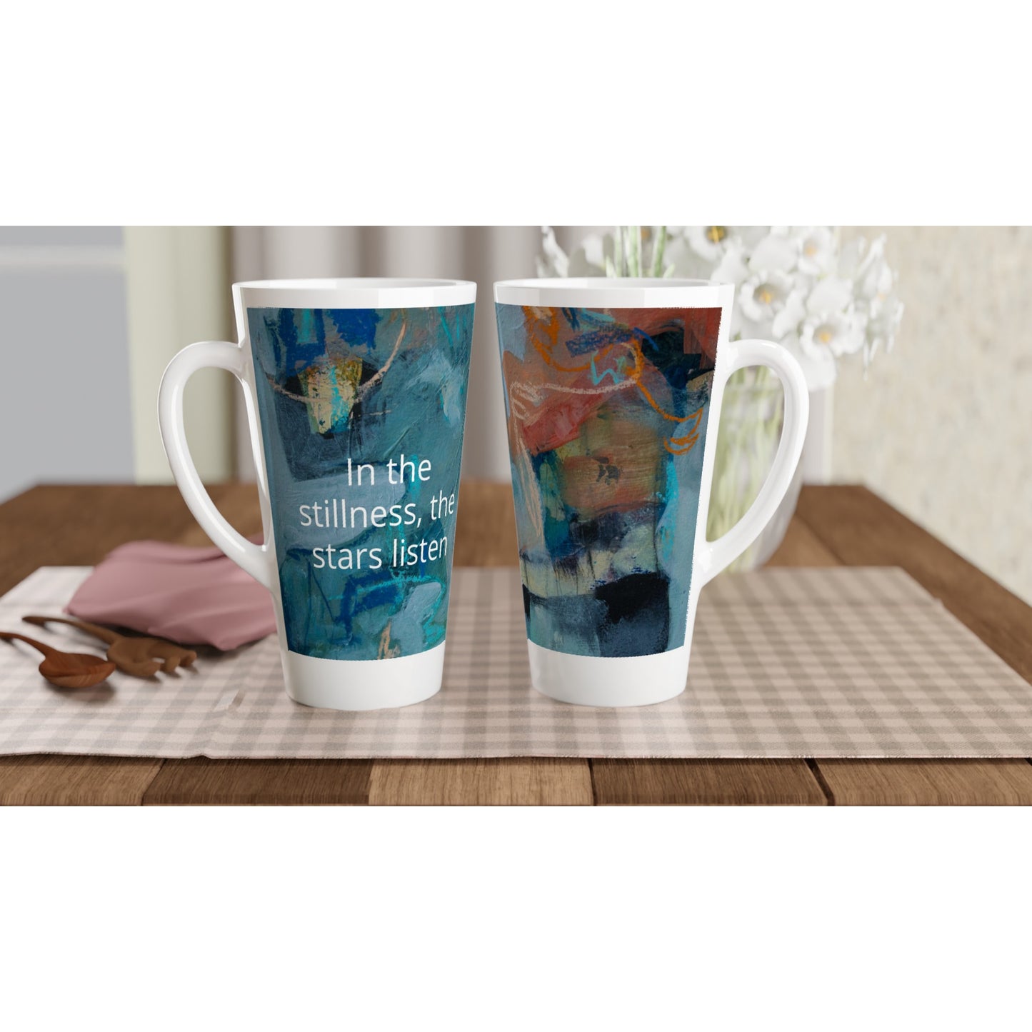 White Latte 17oz Ceramic Mug - Beata Bosze Art