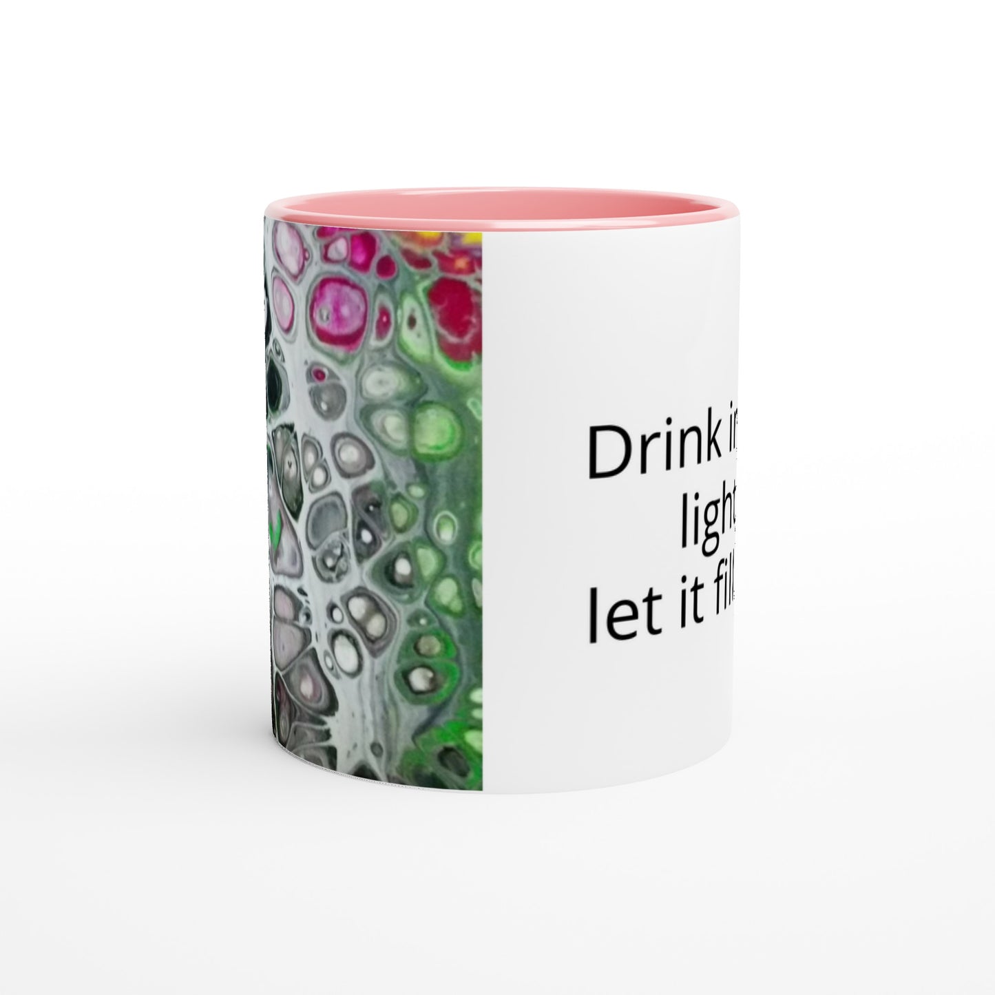 Fun Mug - White 11oz Ceramic Mug with Color Inside - Beata Bosze Art