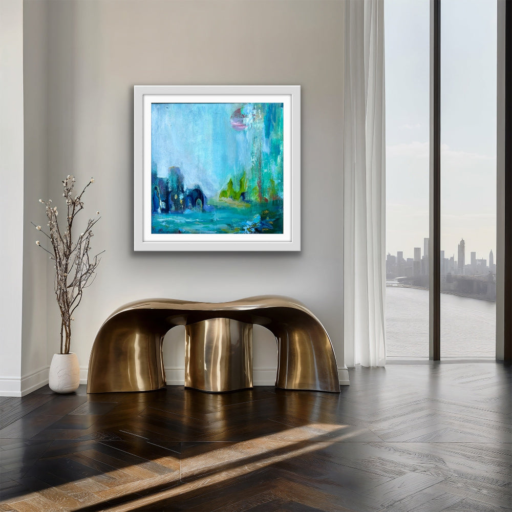 Spiritual landscape inspired by Angkor ruins – Beáta Bősze artwork in living room