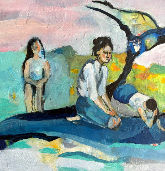 Set Me Free – abstract painting by Beáta Bősze, inspired by a spring and memories of college friends, symbolizing transformation, freedom, and the choices we make.