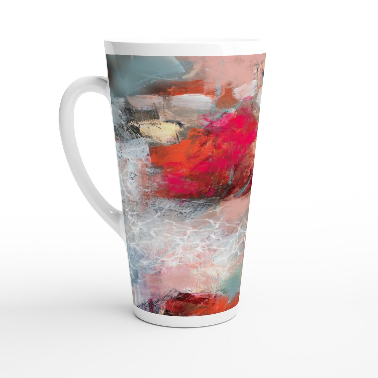 Where the heart wanders - White Latte 17oz Ceramic Mug - Beata Bosze Art