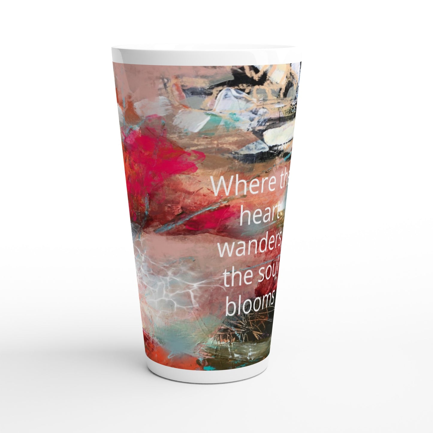 Where the heart wanders - White Latte 17oz Ceramic Mug - Beata Bosze Art