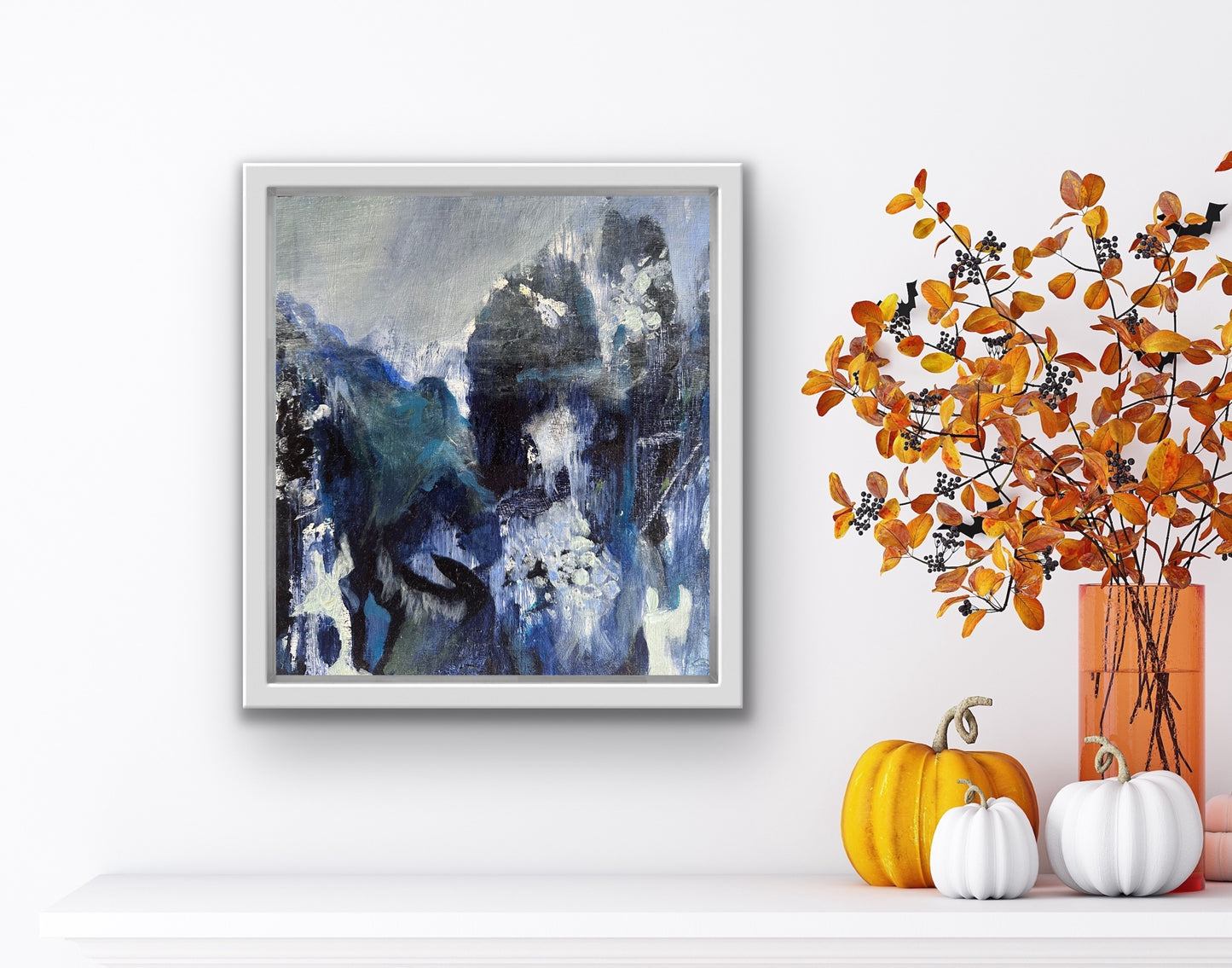Blue Mountains abstract painting by Beata Bosze with the title Etherial Stillness