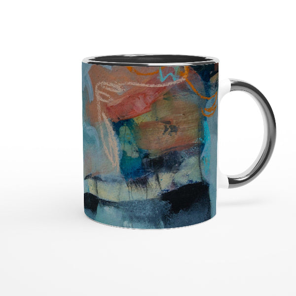 front photo of poetic mug,  In the stillness, the stars listen