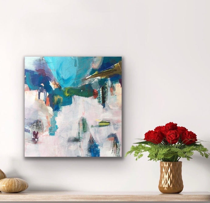 Learn to Fly in situ abstract artwork on wood